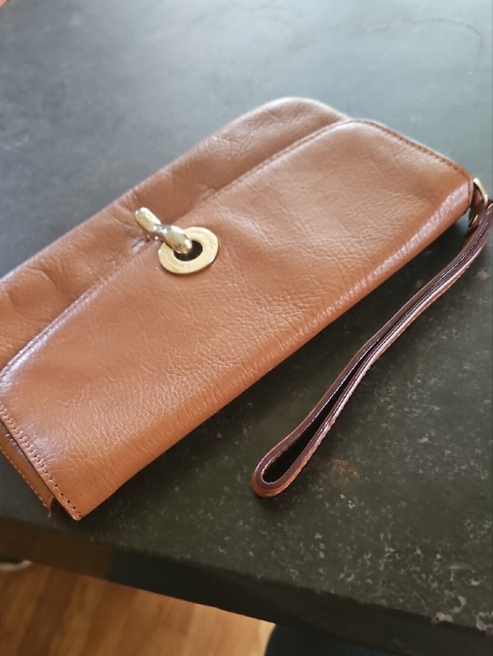 Kate Spade Vintage Leather Wristlet Clutch in Tan - Picture 10 of 12